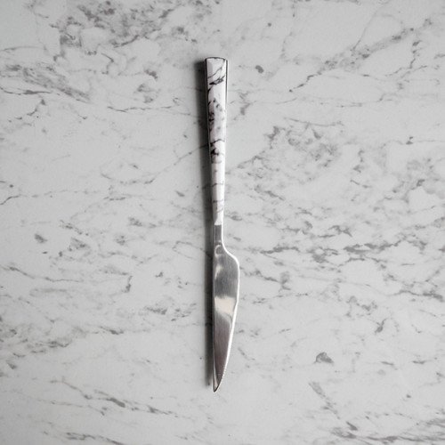 White Marble Silver Table Knife