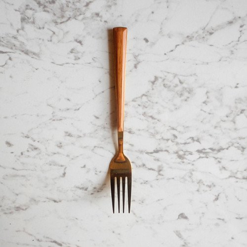 Wooden Accent Gold Table Fork