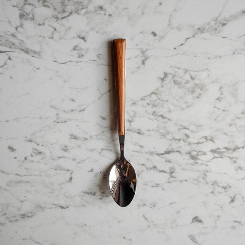 Wooden Accent Silver Tea Spoon