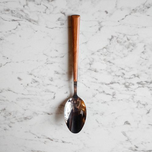 Wooden Accent Silver Table Spoon