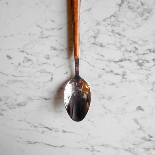 Wooden Accent Silver Table Spoon 2