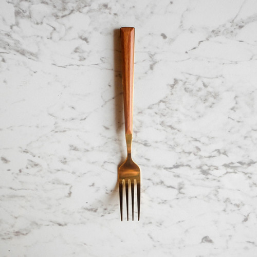 Wooden Accent Gold Cutleries Set 3