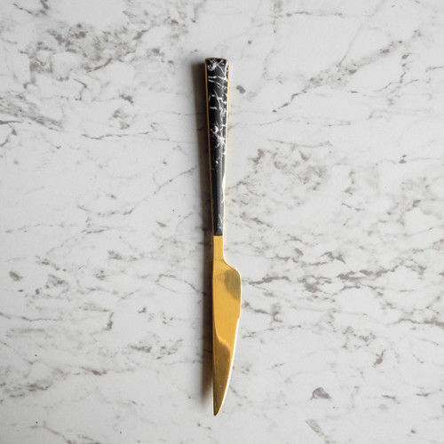 Black Marble Gold Cutleries Set 2