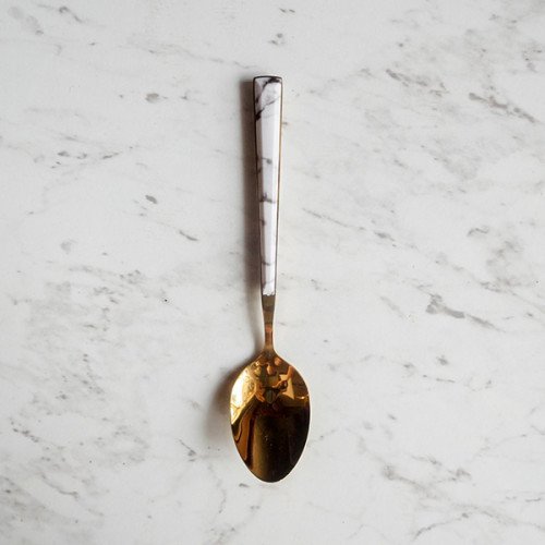 White Marble Gold Cutleries Set 2