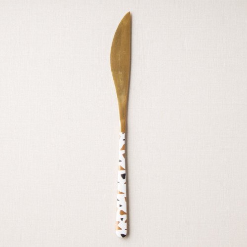 Festive White and Brass Table Knife