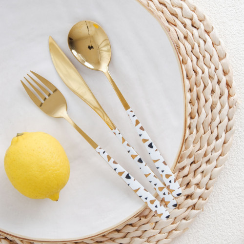 Festive White and Brass Table Knife 5