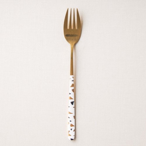 Festive White and Brass Table Fork