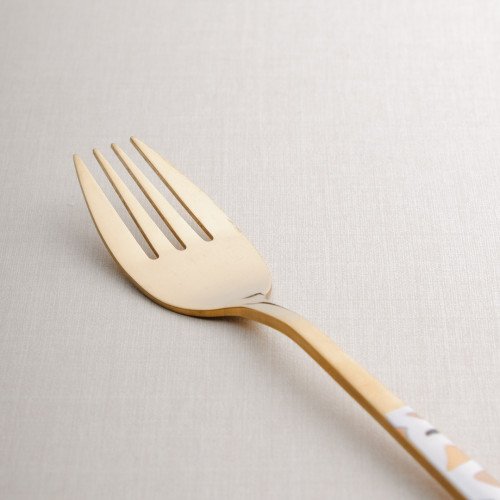 Festive White and Brass Table Fork 3