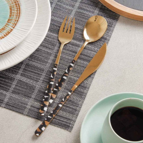 Festive Black and Brass Table Fork 4