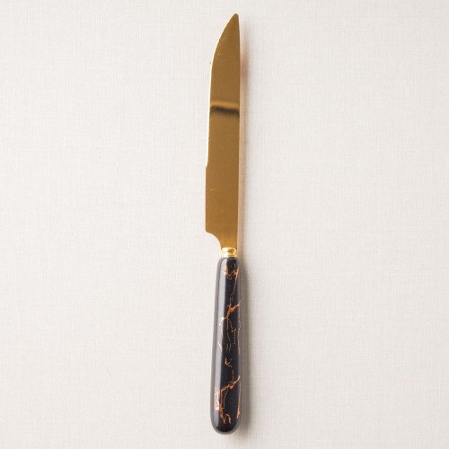 Marble Streaks Black Table Knife