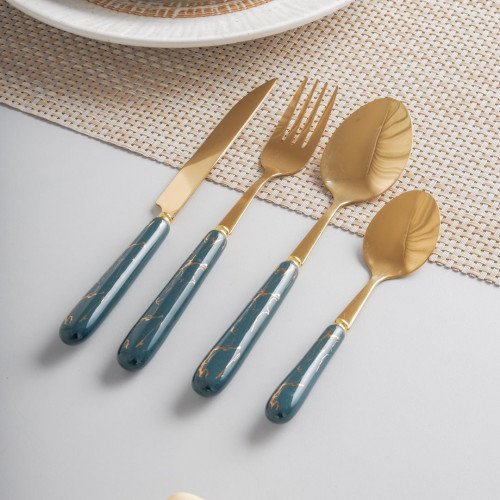 Marble Streaks Green Table Knife 4
