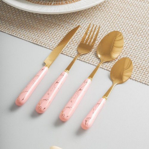 Marble Streaks Pink Table Spoon 5