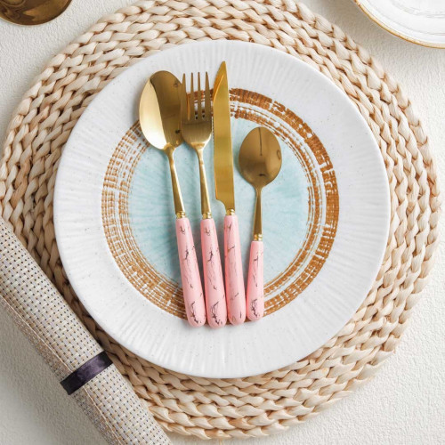 Marble Streaks Pink Tea Spoon 5