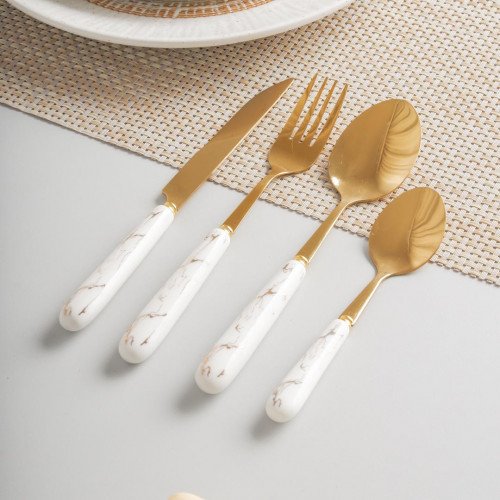 Marble Streaks White Cutleries Set