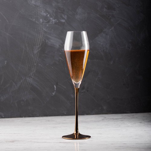 MARQUIS 250cc CRYSTAL/ROSE GOLD STEM CHAMPAGNE GLASS 039