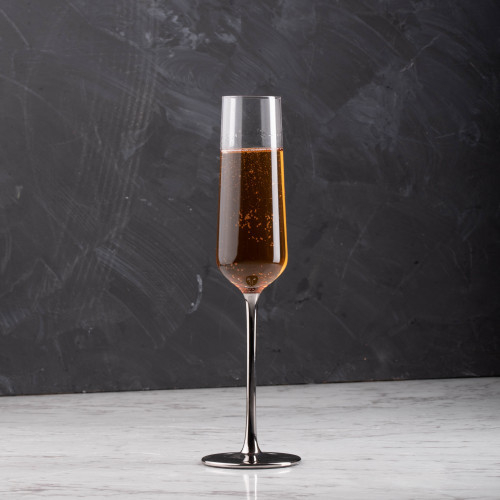 DUKE 255cc CRYSTAL/SILVER STEM CHAMPAGNE GLASS 044