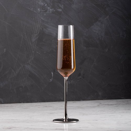 DUKE 255cc CRYSTAL/SILVER STEM CHAMPAGNE GLASS 044