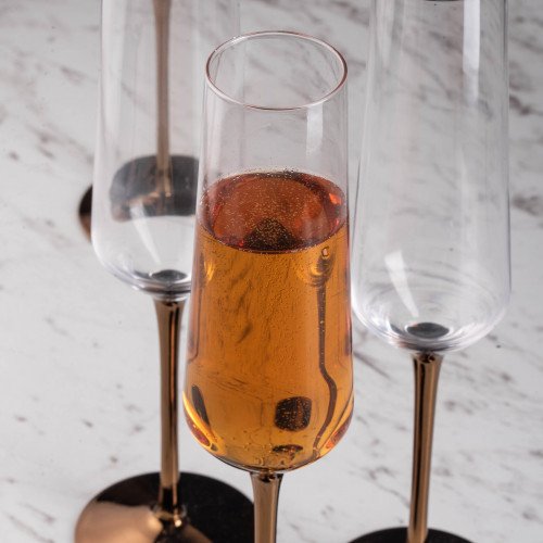 DUKE 255cc CRYSTAL/ROSE GOLD STEM CHAMPAGNE GLASS 045 2
