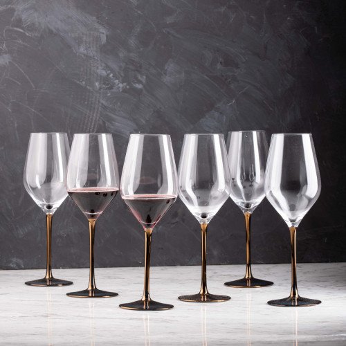VISCOUNT 490cc CRYSTAL/ROSE GOLD STEM WINE GLASS 049 3