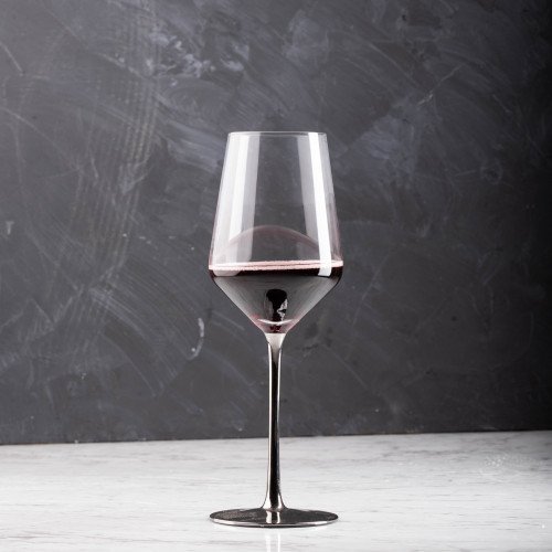 EARL 530cc CRYSTAL/SILVER STEM WINE GLASS 054