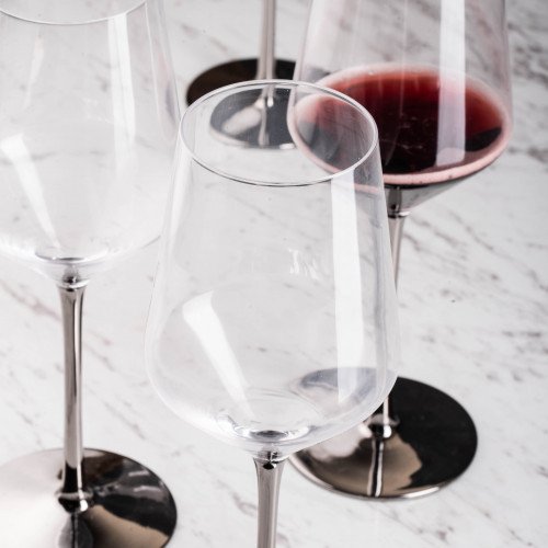EARL 530cc CRYSTAL/SILVER STEM WINE GLASS 054 2