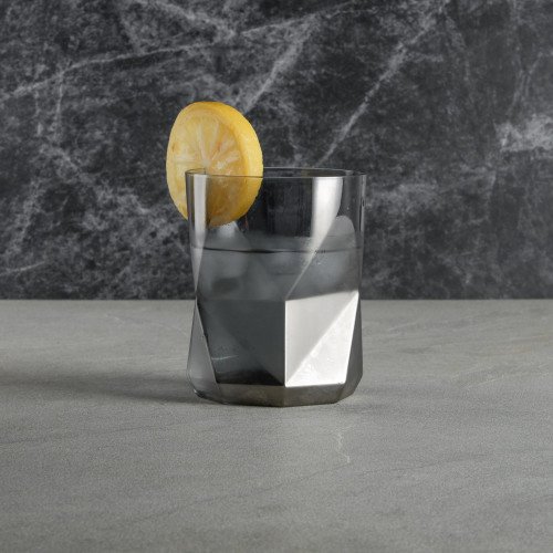 Faceted Bar Glass 400ml - Tempered Black