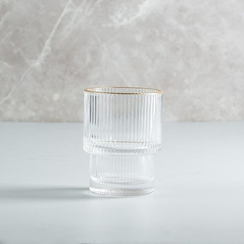 Fluted Vintage Glass 190ml - Gold Rim
