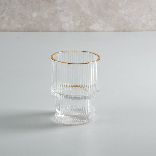 Fluted Vintage Glass 190ml - Gold Rim 4