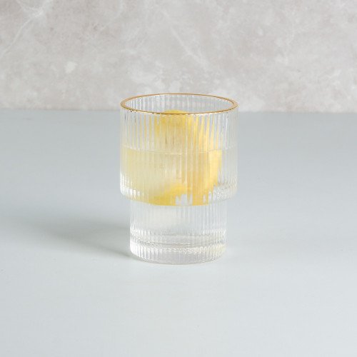 Fluted Vintage Glass 190ml - Gold Rim 5
