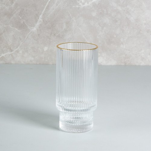 Fluted Vintage Glass 300ml - Gold Rim