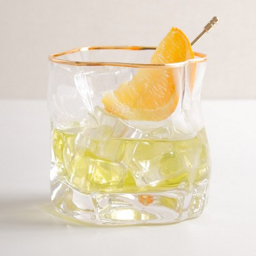 Asymmetric Rock Glass 250ml - Gold Rimmed