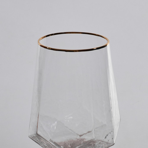 Crown Patterned Wine Glass 570ml - Gold Rim 3