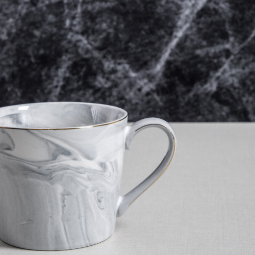 Marble Mug White with Handle 325ml 5