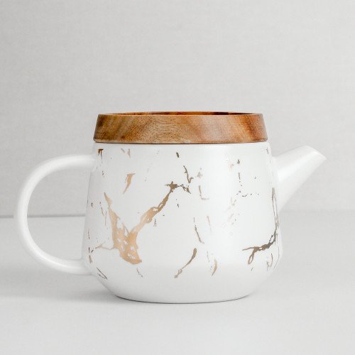 Duquet Teapot GS02 700ml Gold Splash White