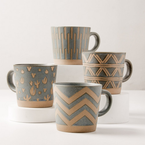 Hollie Patterned Mug 350ml - Wave Green 7