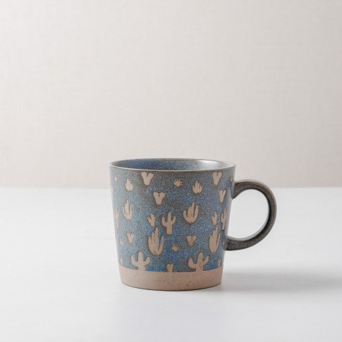 Hollie Patterned Mug 350ml - Cactus Green