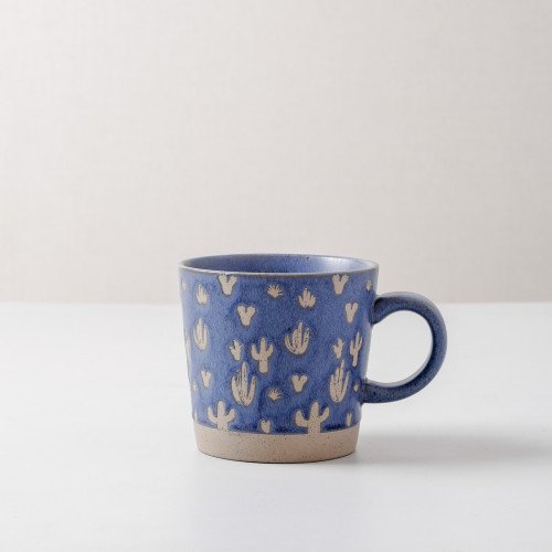Hollie Patterned Mug 350ml - Cactus Blue