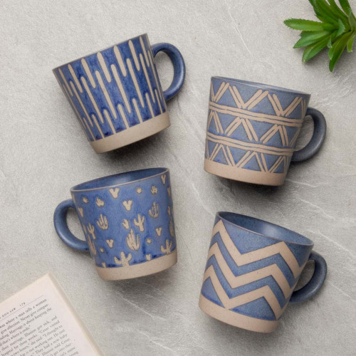 Hollie Patterned Mug 350ml - Cactus Blue 7