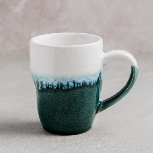 Shoreline Dark Green Squeezed Mug With Handle 340ml