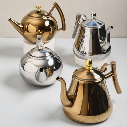 Stainless Steel Flower Teapot with Filter 1L - Gold 6