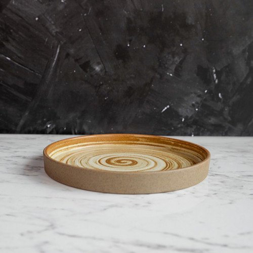 Sandblasted Brown Sharing Plate 6" 2