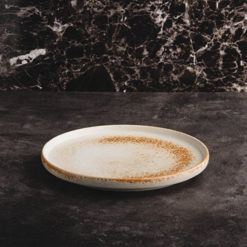 Torched Cream High-rim Plate 8" 2