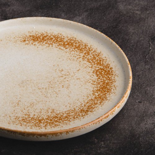 Torched Cream High-rim Plate 8" 3