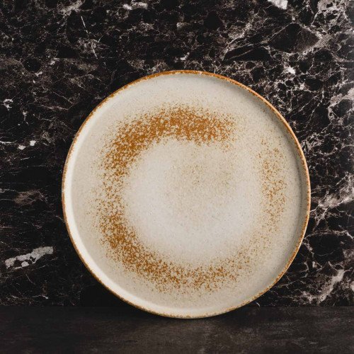Torched Cream High-rim Plate 10"