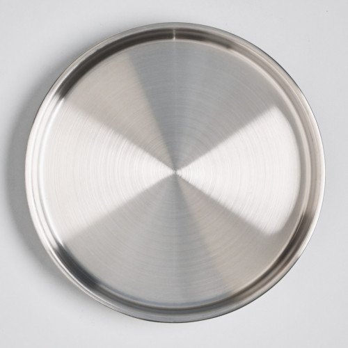 Korea Style Stainless Steel Flat Bottom Round Plate 21cm - Brushed