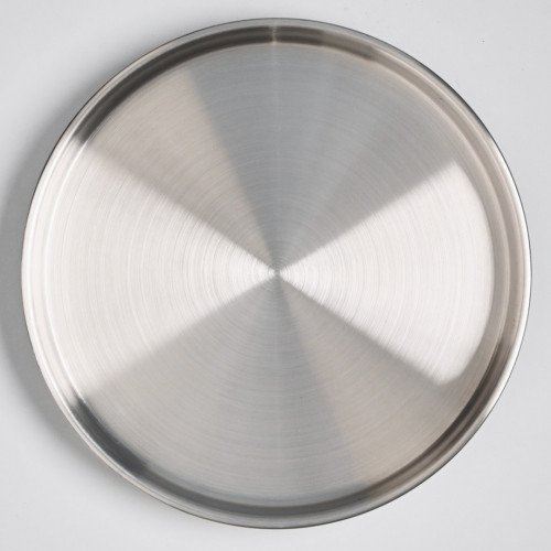 Korea Style Stainless Steel Flat Bottom Round Plate 25.5cm - Brushed