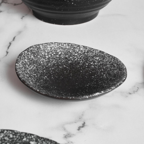 Black Kemuri Sauce Dish Oval 13cm 5