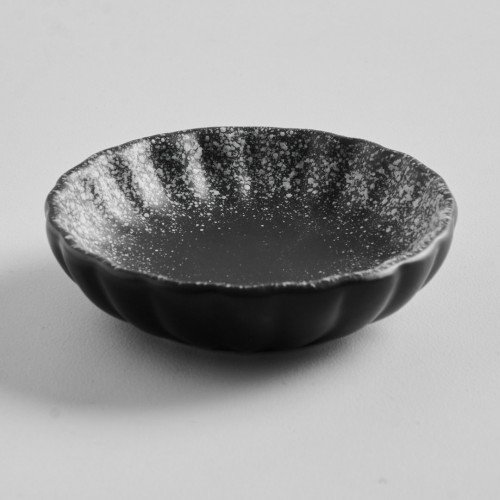 Black Kemuri Sauce Dish Round w/ Handle 11cm 8