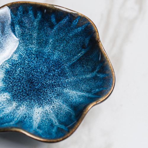Blue Veins Short Sauce Dish 4.5" 2