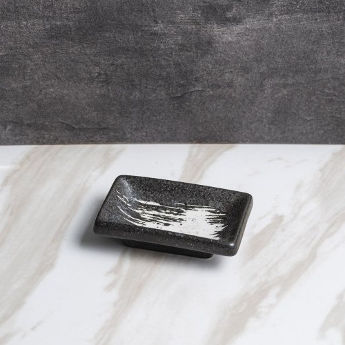 Vanity Black Sauce Dish Rectangular 9 x 6cm